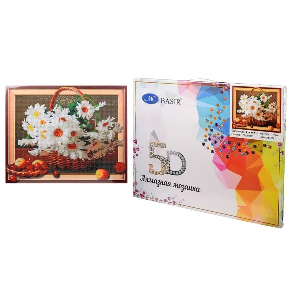 Алмазная мозаика со стилусом, лотком, желеобразным клеем, крепежом и пинцетом, 16 рисунков ассорти, размер 50*40 см