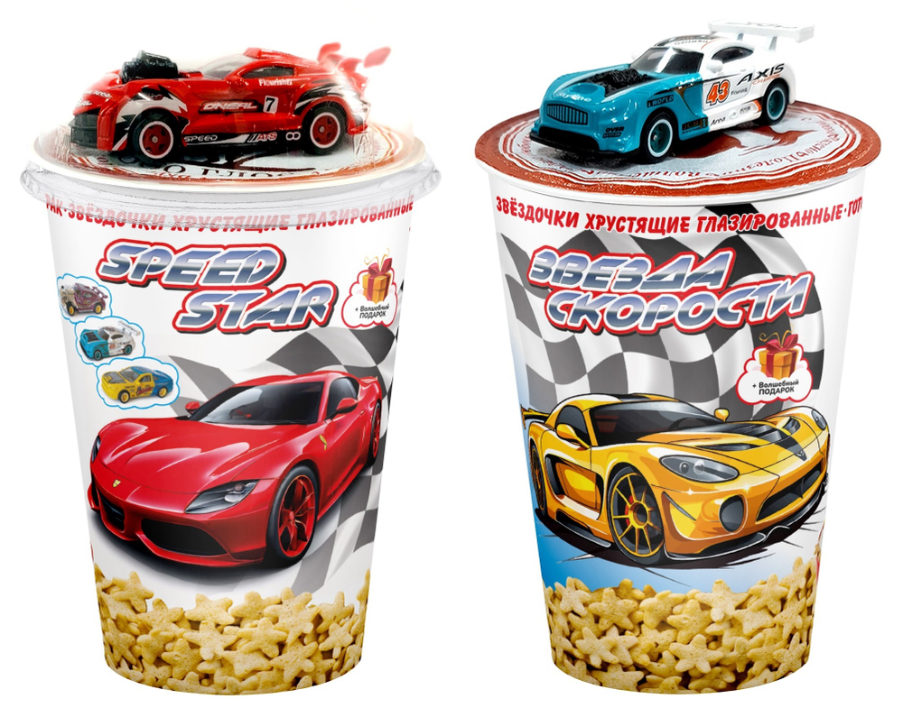 ЗВЕЗДА СКОРОСТИ/SPEED STAR Снеки хрус фигурные звездочки глазирован с сах сироп с игрушкой (60г1*24)