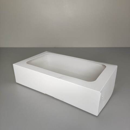 Коробка для зефира с окном белая 25х15х6 см