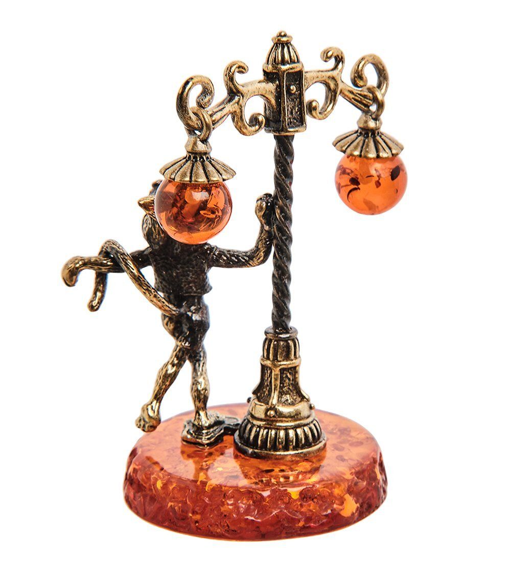 Народные промыслы AM-3077 Фигурка «КотГуляка» (латунь, янтарь)