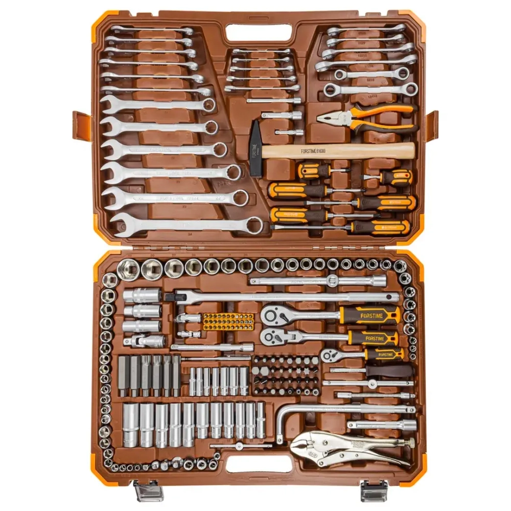Набор инструментов 202пр. 1/4''&amp;3/8''&amp;1/2''(6-гран.)(4-32мм) FORSTIME FT-42022-5