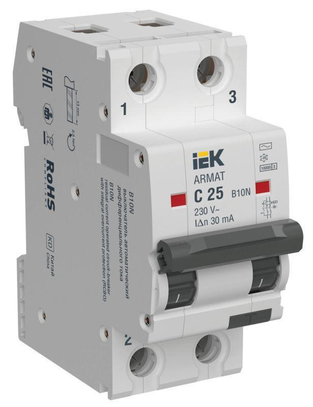 Автомат дифференциальный IEK AR-B10N-2-C025C030