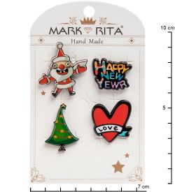 MR- 98 Н-р брошей с цанговым зажимом бабочка «С Новым Годом!» Mark Rita