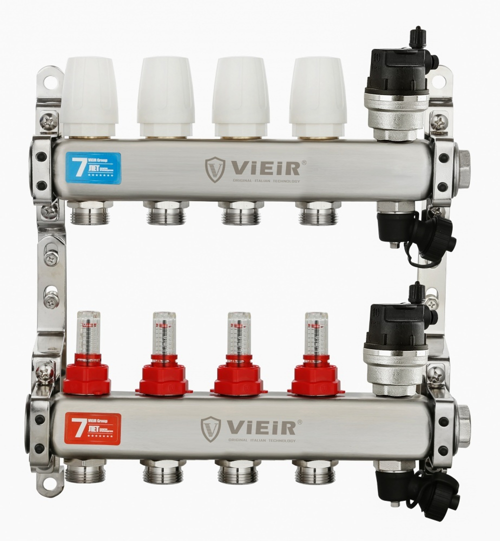 Колл. группа БЕЗ КРАНОВ (НЕРЖ) с расход. и ВСТ. ВОЗД.   4-вых. ViEiR (5/1шт) Т