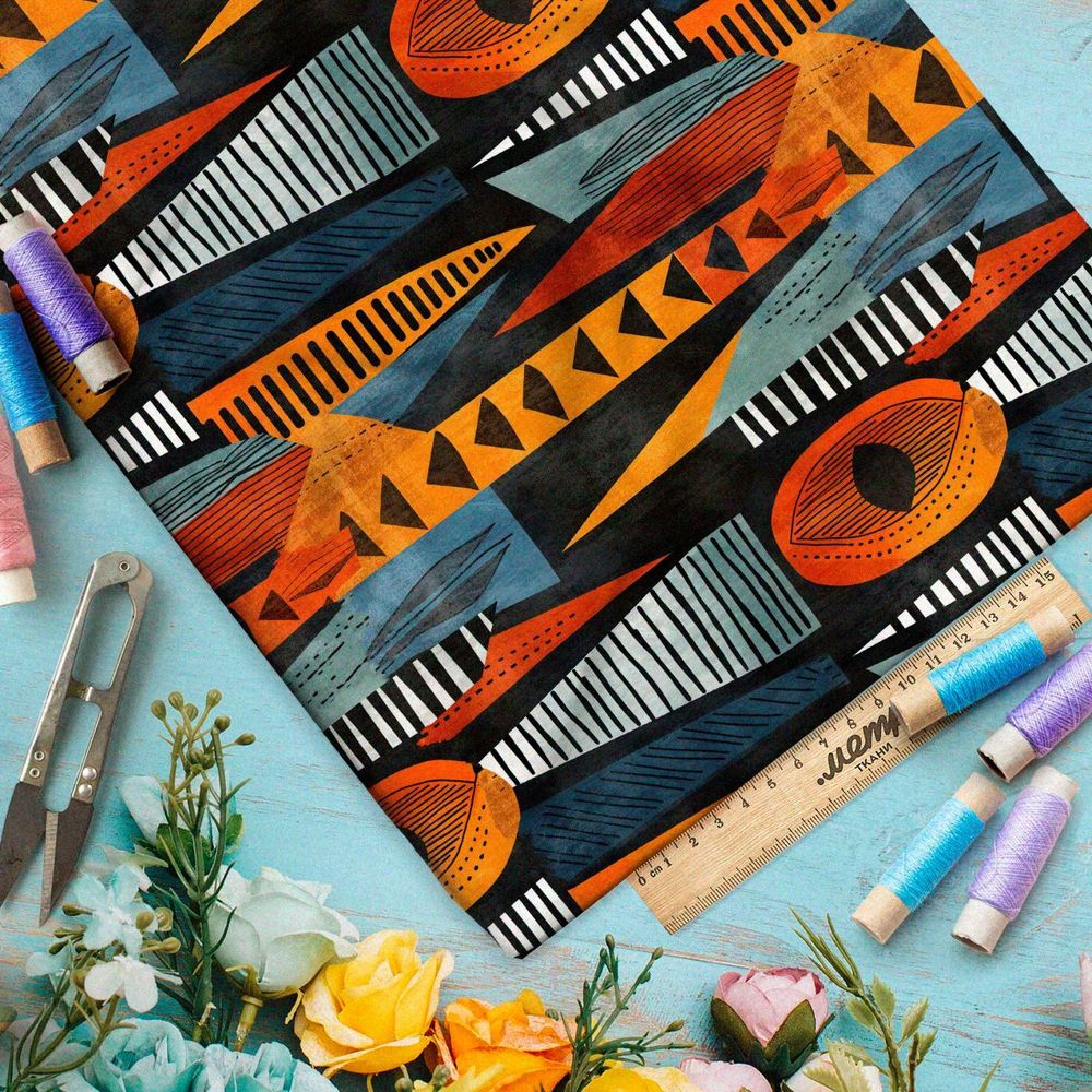 Ткань премиум дюспо этнический шик