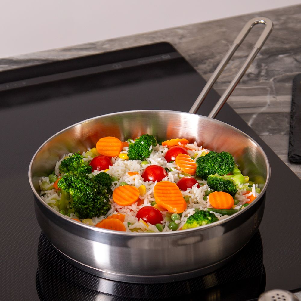 СКОВОРОДА AGNESS PROFESSIONAL 22Х6 СМ,2,3 Л ВЫСОКОКАЧЕСТВЕННАЯ НЕРЖ СТАЛЬ 18/10 ИНДУКЦИОННОЕ ДНО