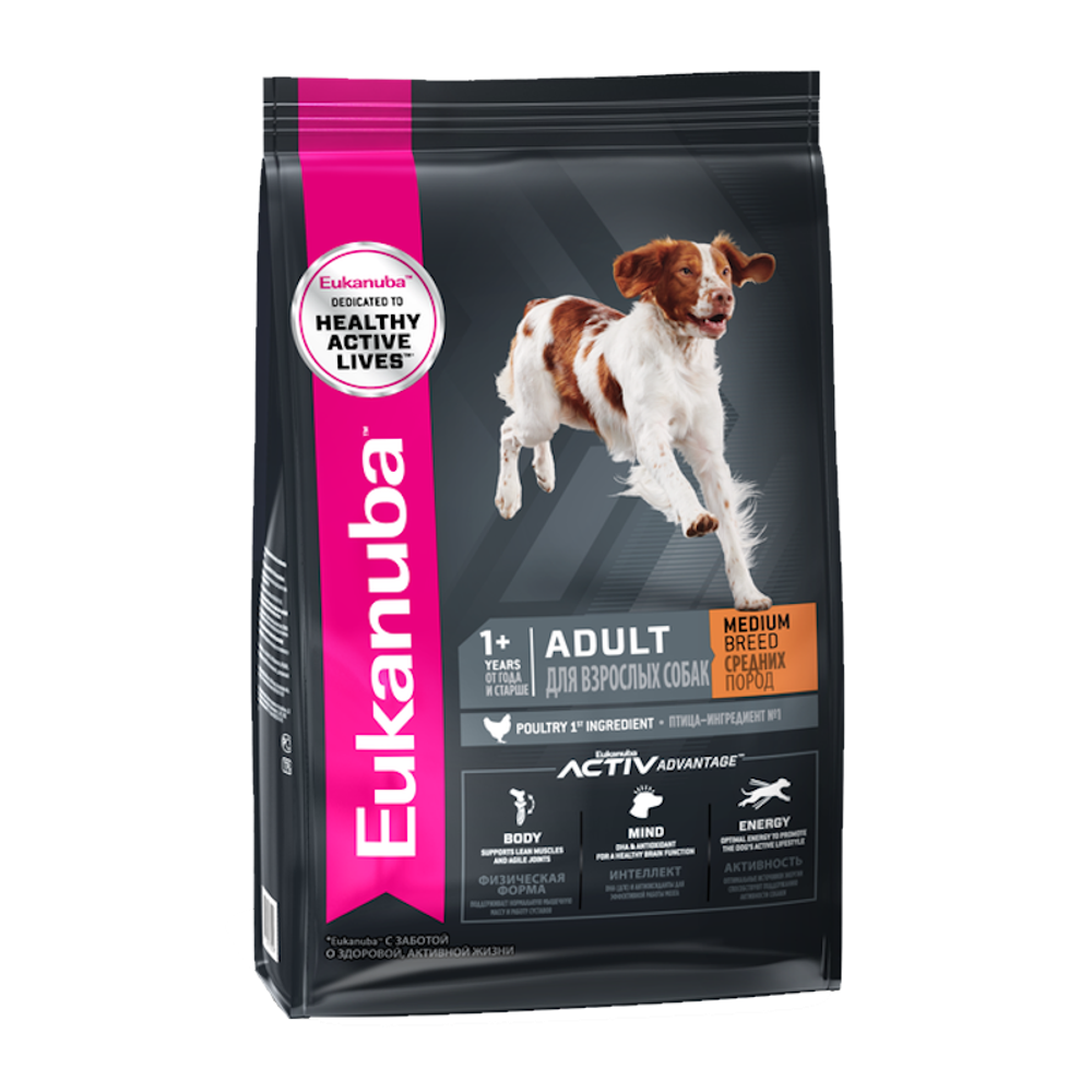 Сухой корм Eukanuba Adult Medium Breed 1+ years для взрослых собак средних пород