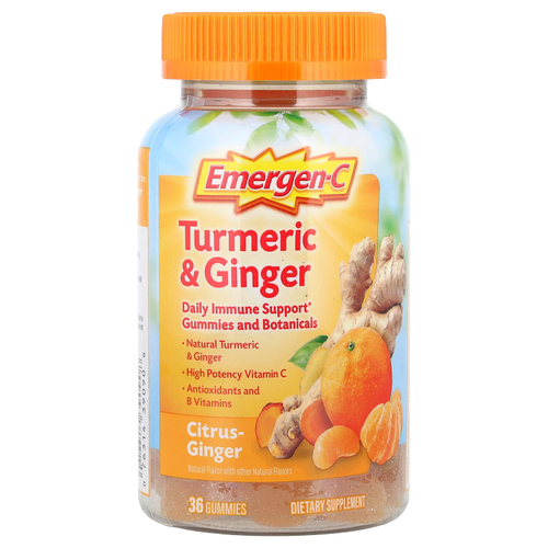 Emergen-C, Куркума и имбирь, цитрусовый и имбирь, 36 жевательных таблеток