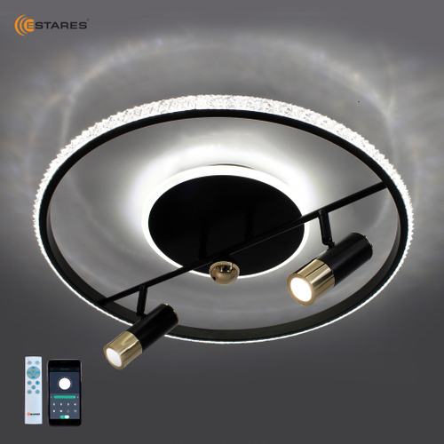 Управляемая светодиодная люстра SIRENA 56W 2R-APP-500x183-BLACK/GOLD/CRYSTAL-220-IP20