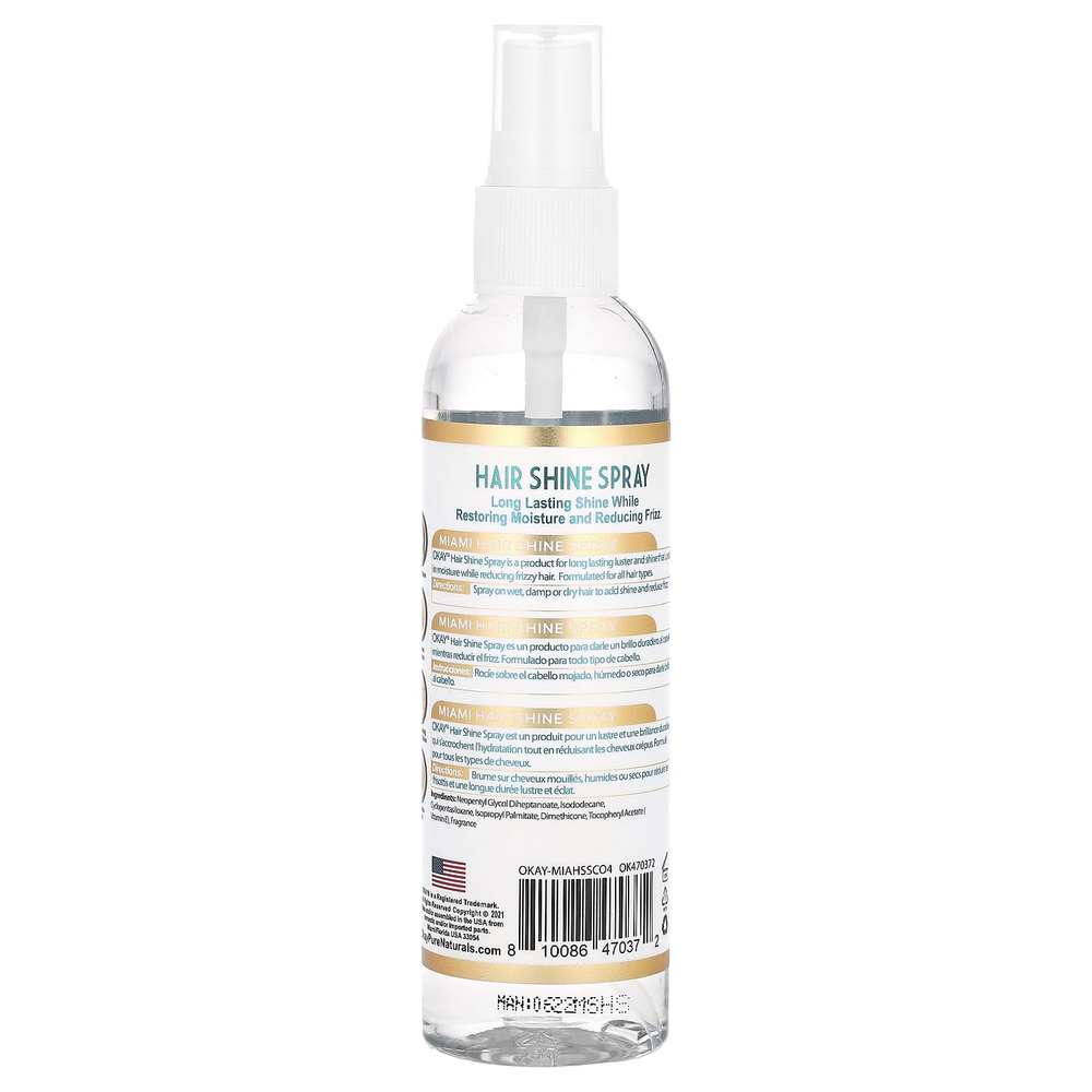 Okay Pure Naturals, Майами Саут-Бич Curls, Shine Enhancer, спрей для блеска волос, кокос, 118 мл (4 унции)