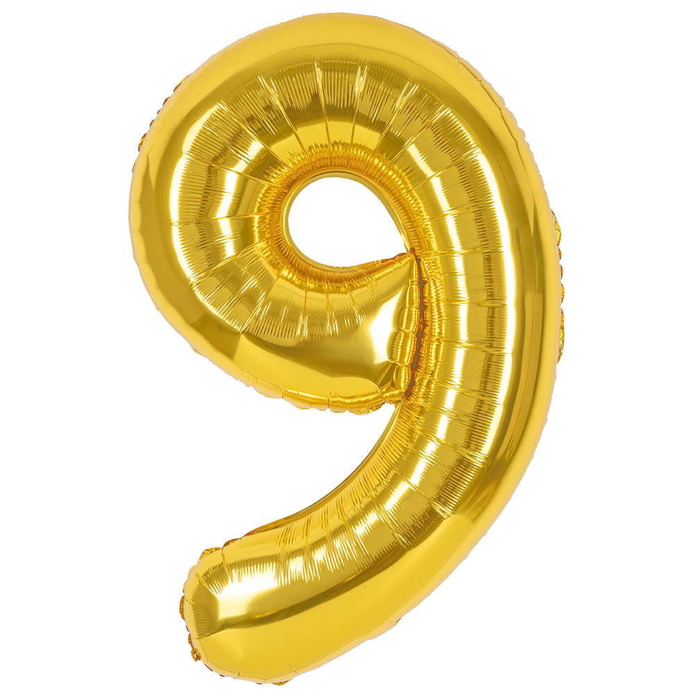 Цифра 9 золотая 40" е84