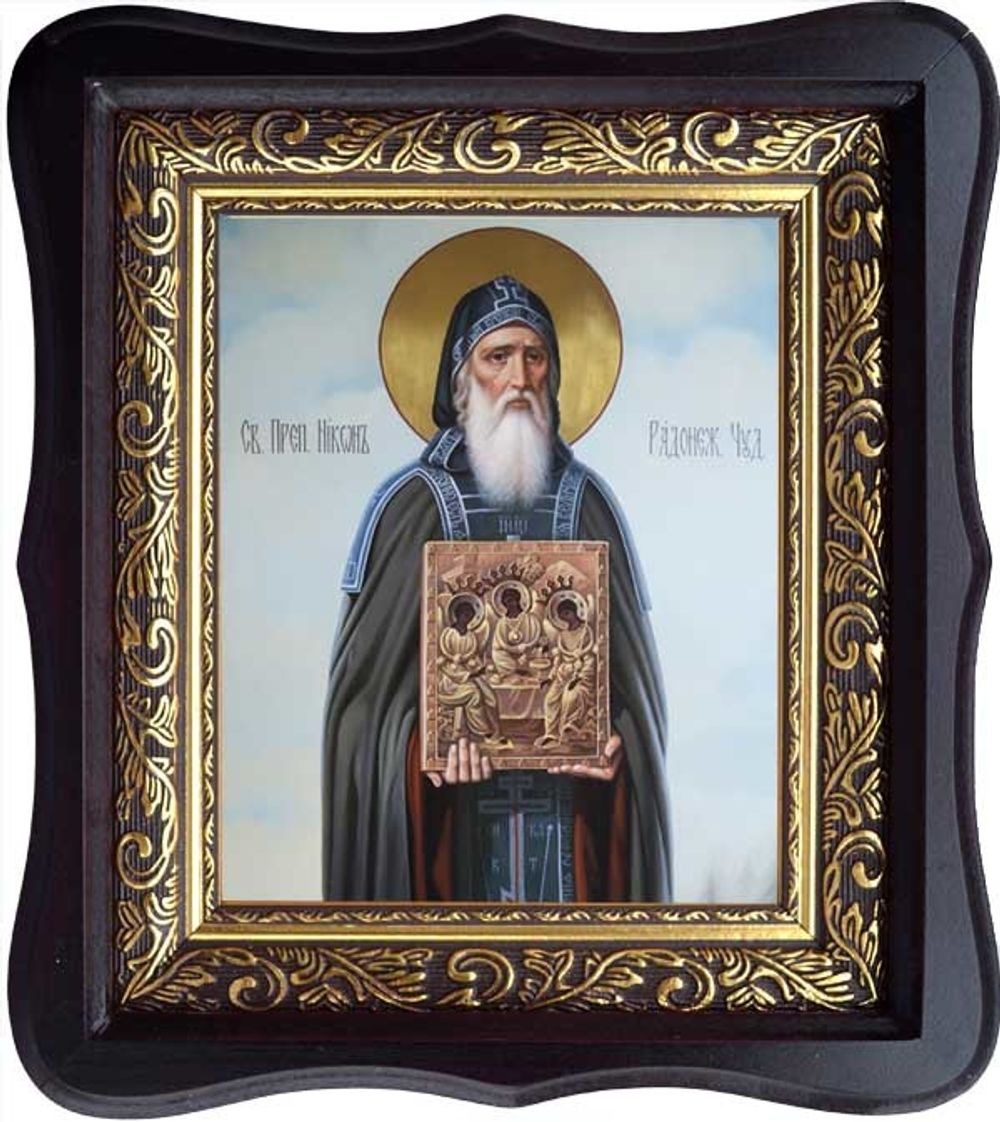 Никон Радонежский преподобный. Икона на холсте в киоте