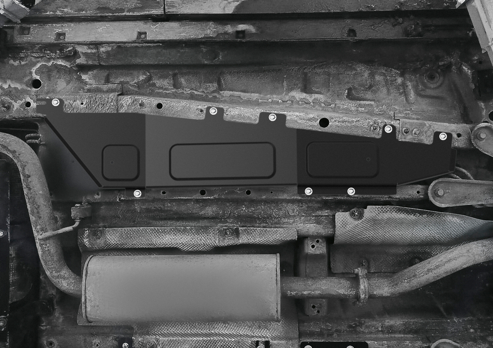 Защита топливных трубок Rival для Chery Tiggo 7 Pro FWD 2020-н.в./7 Pro Max FWD 2022-н.в./8 FWD 2020-н.в./8 Pro FWD 2021-н.в./8 Pro Max 4WD 2022-н.в./Omoda C5 FWD 2021-н.в./Exeed LX FWD 2019-н.в., сталь 1.5 мм, с крепежом, штампованная, 111.0929.1