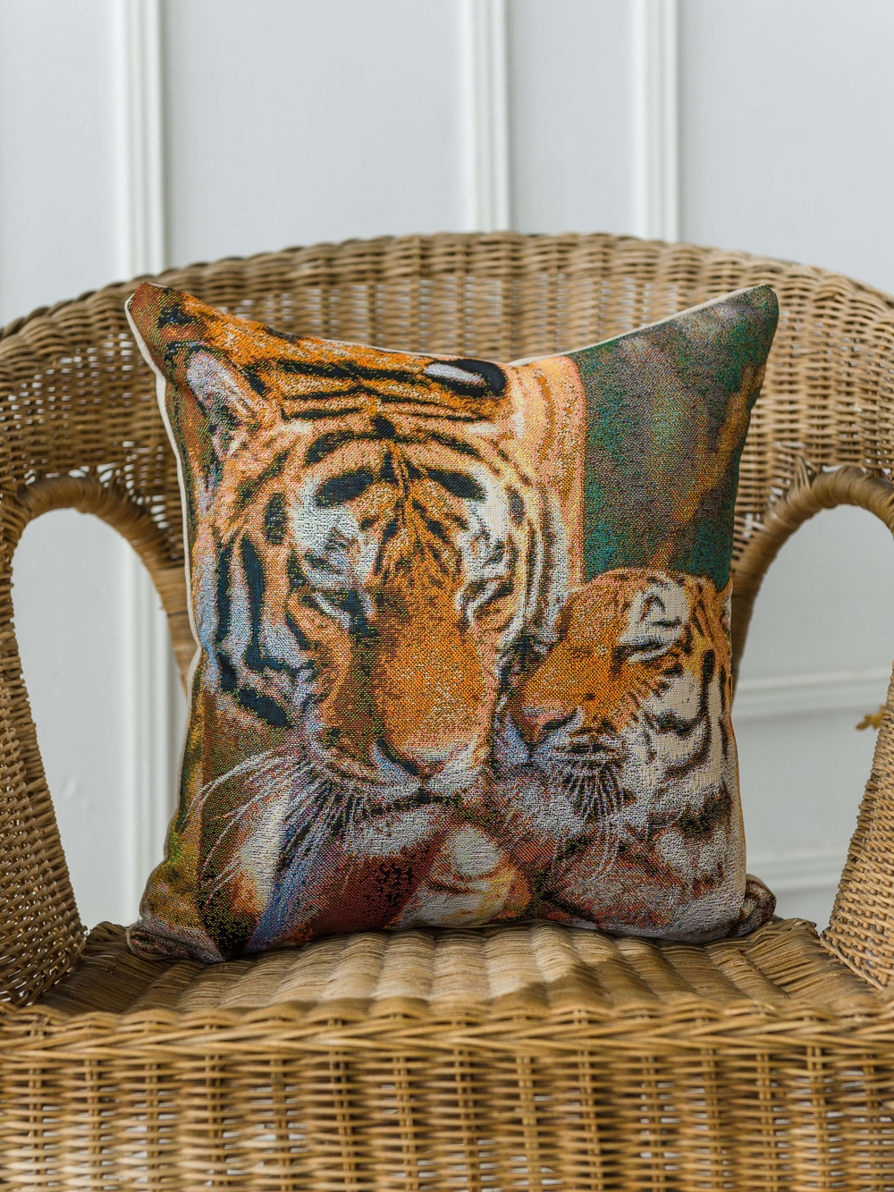 Наволочка гобеленовая декоративная для интерьерной подушки Дуэт 38*38