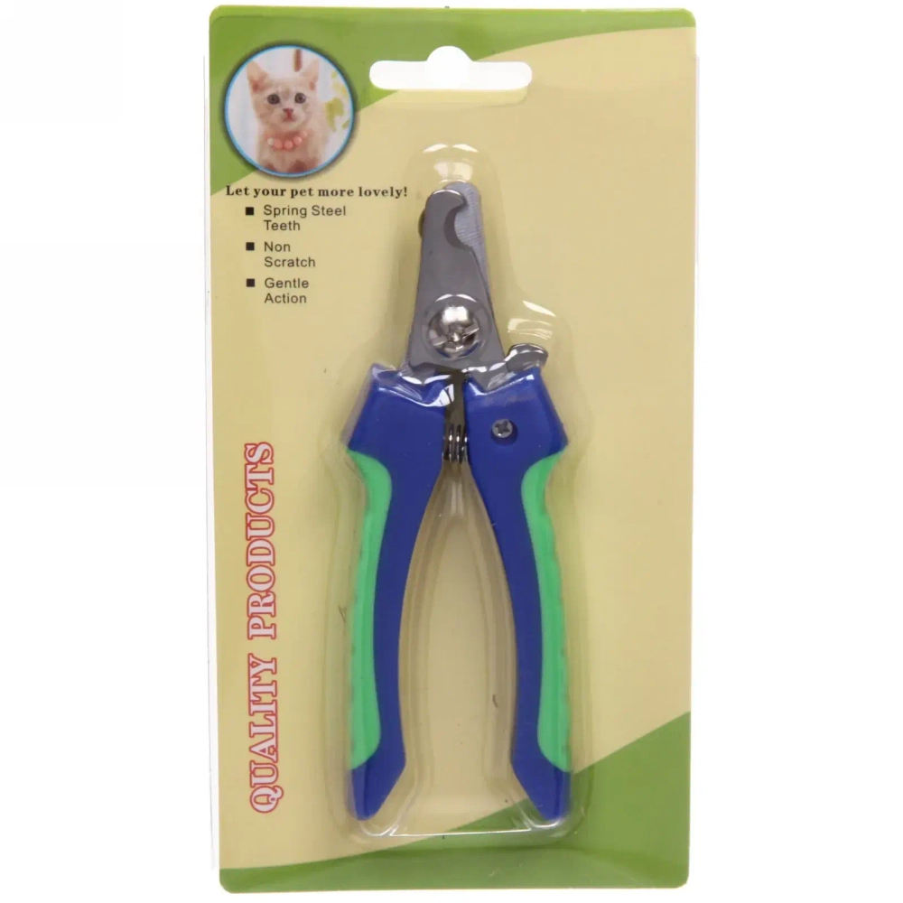 Когтерез для животных «ЗООУЛЬТРА», пружинный механизм, ручки прорезиненные - волна, цвет синий / зелёный, 12см