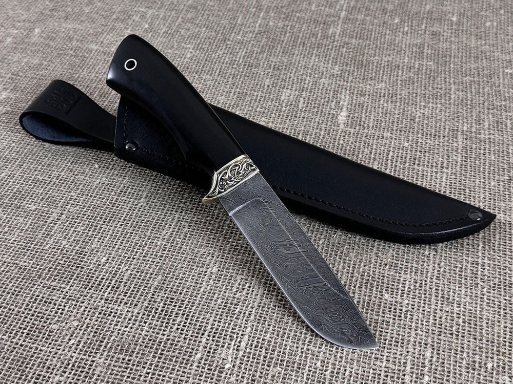 Нож "Корсар", дамасская сталь, рукоять черный граб мореный