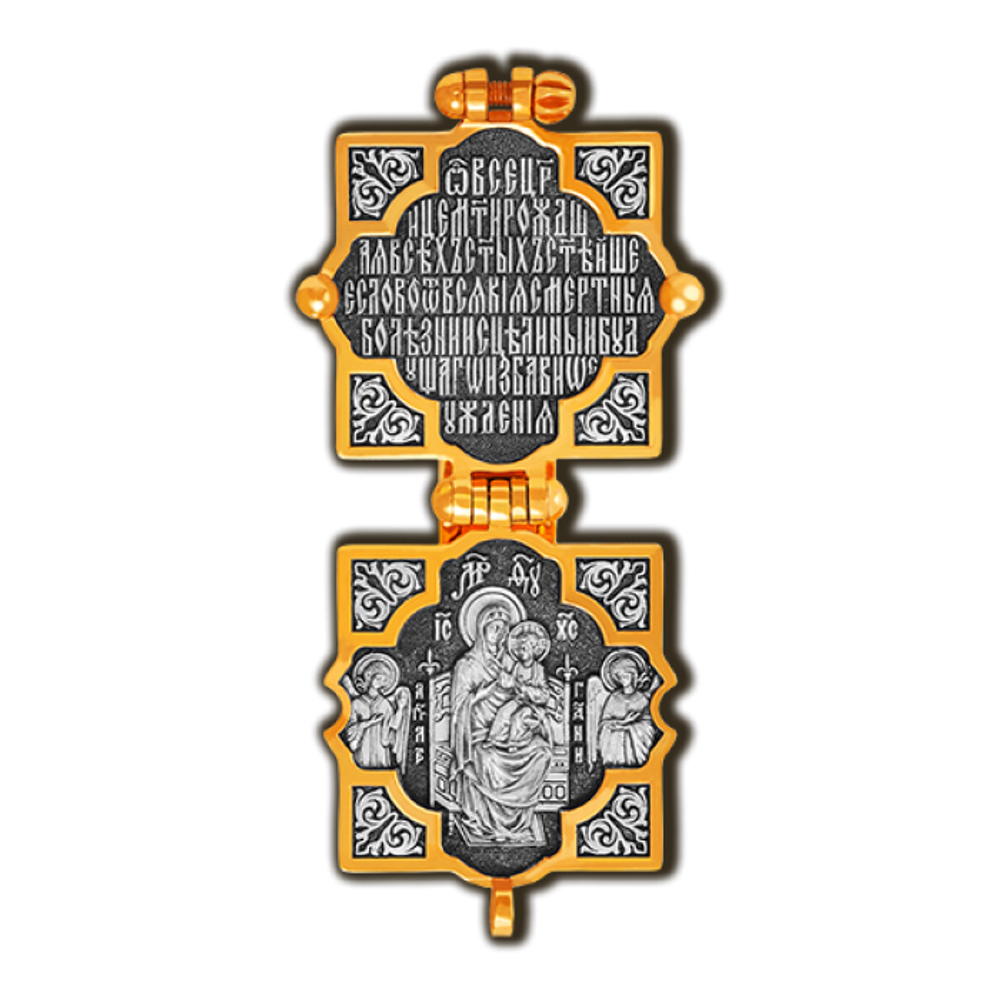 Иисус Христос на троне и Божья Матерь Всецарица. Мощевик нательный.