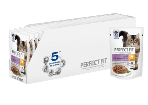 Влажный корм Perfect Fit для котят, 28 шт x 75 г