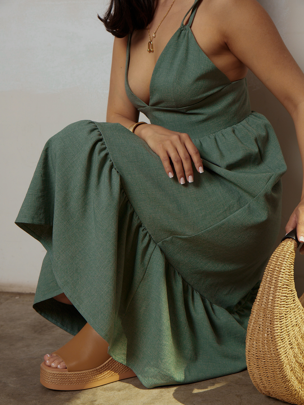 Сарафан льняной с воланом