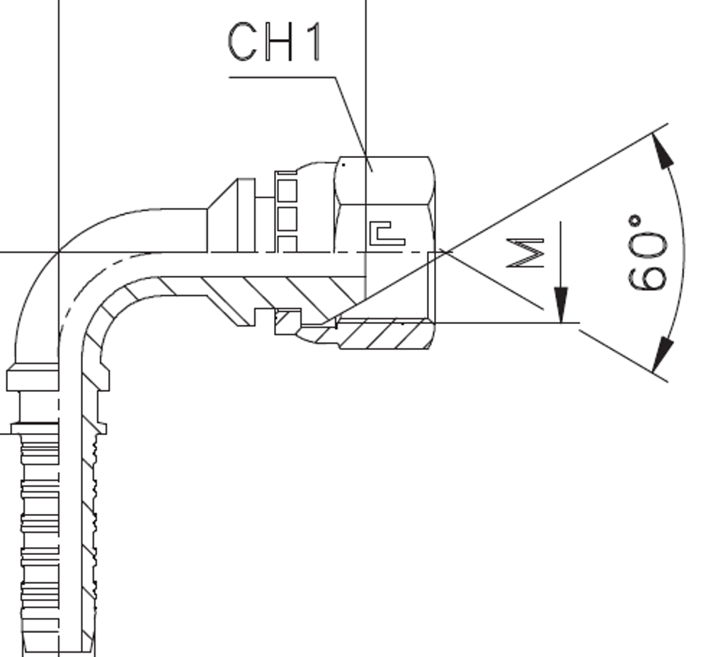 Фитинг DN 16 BSP (Г) 1/2 (90) обжатая гайка