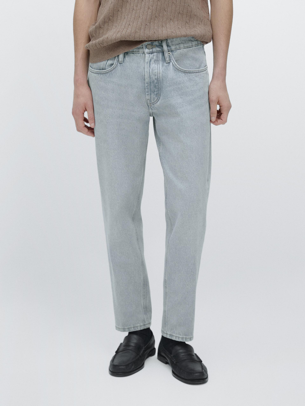 Massimo Dutti Укороченные джинсы зауженного кроя, светло-голубой