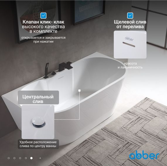 Акриловая ванна ABBER AB9296-1.5 белая