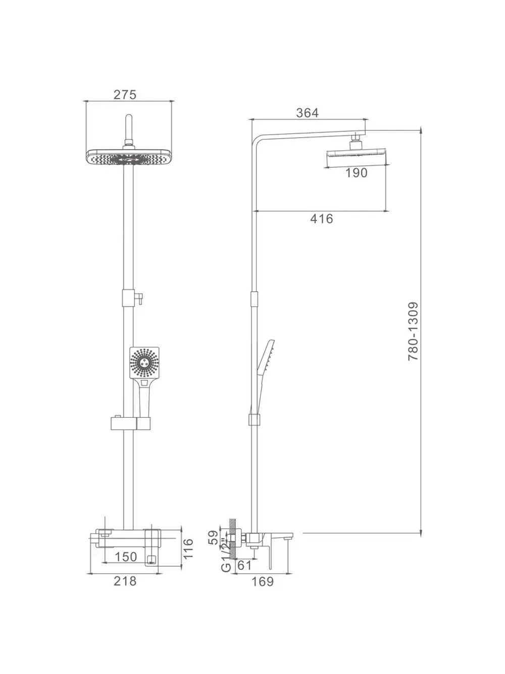 HB24615-7 Душевая система HAIBA