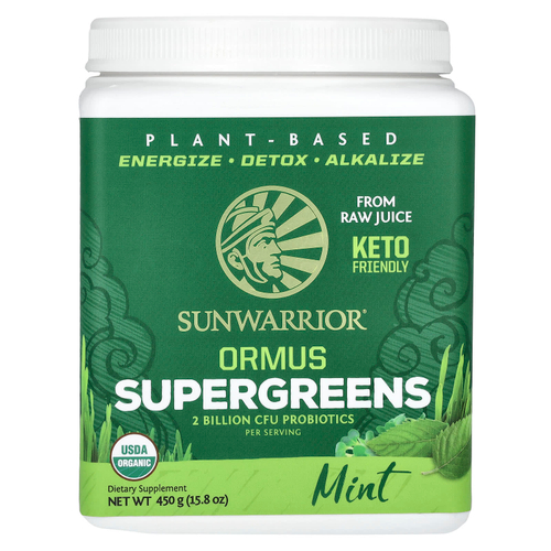 Sunwarrior, Ormus Supergreens, мята, 450 г (15,8 унции)