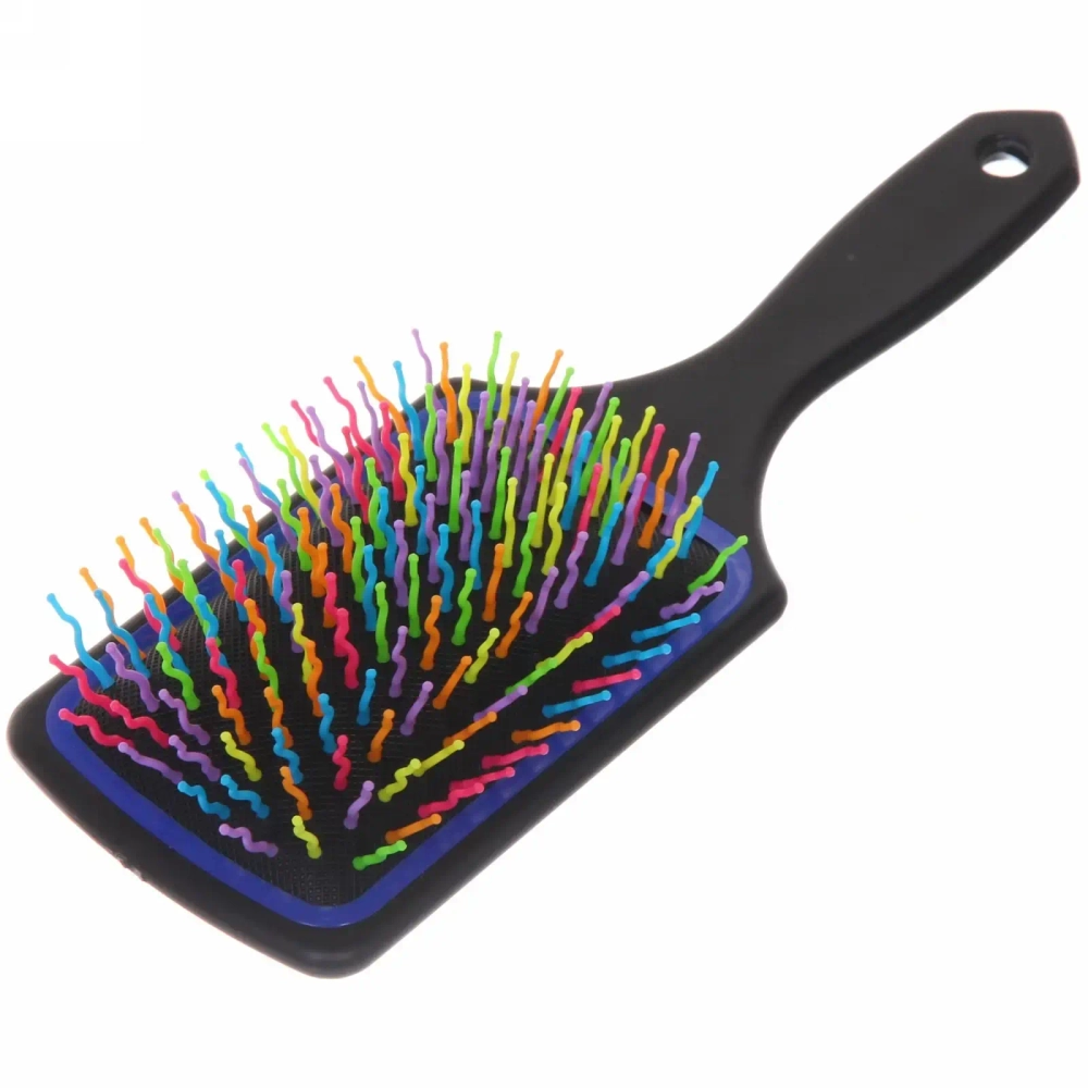 Расческа массажная «Avrora Beauty», прямоугольная, цвет черный, разноцветные зубчики, 23,*8см●