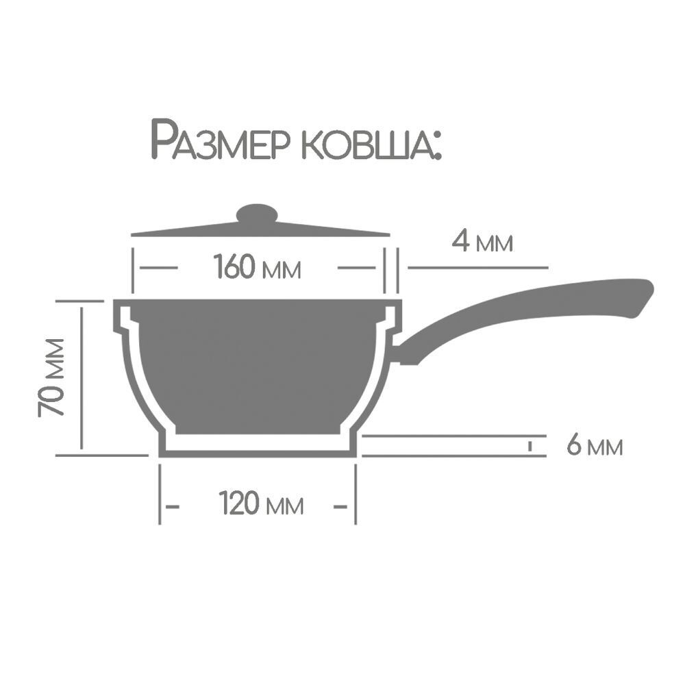 Ковш алюм, антиприг, 1 л, Горница, Гранит, кш1611аг