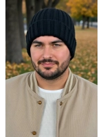 шапка вязаная теплая с отворотом стильная