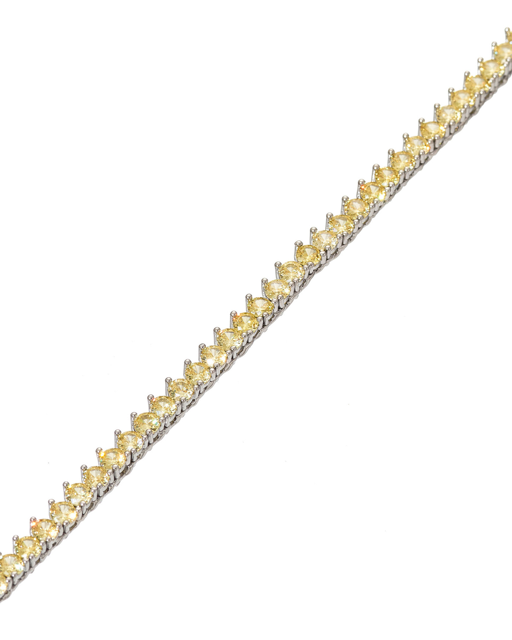 Колье полоса желтых цирконов, серебро