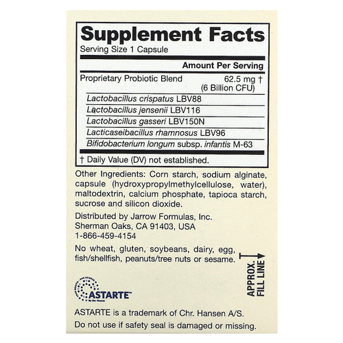 Jarrow Formulas, Vegan Jarro-Dophilus, пренатальный комплекс, 6 млрд КОЕ, 30 вегетарианских капсул