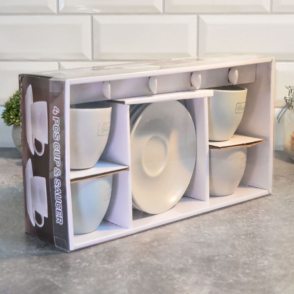 Чайный набор на 4 персоны 180мл с ложками "Элитный вкус"