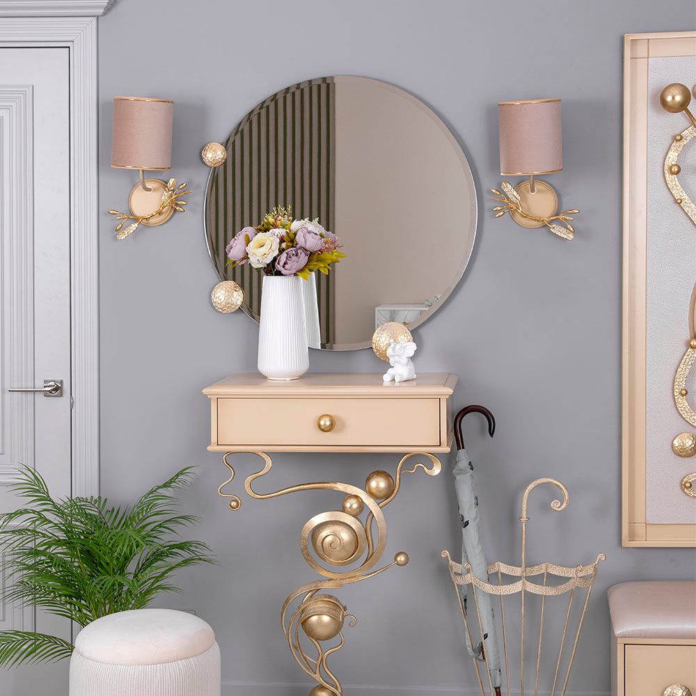 Бра настенный светильник Oliva Branch (Олива Бранч) Айвори левое Мраморное золото с абажуром Терра Айвори