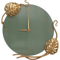 Часы настенные Monstera Deliciosa (Монстера) Колор Зеленый нефрит Амбер