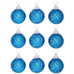 Новогодние шары 3 см (набор 9 шт) «Блестящее напыление», голубой