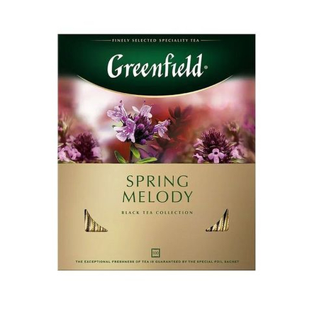 Чай GREENFIELD SPRING MELODY черный пакет. 150 г 100 шт карт.упак.