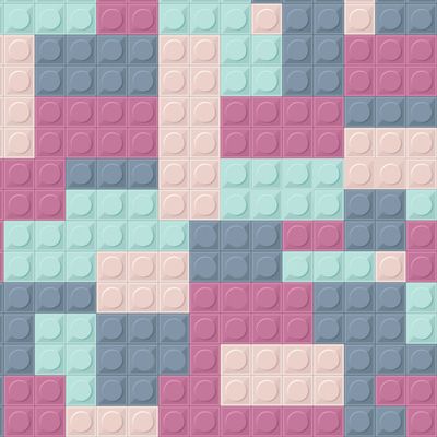 Геометрический принт с деталями конструктора