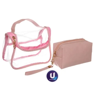 Косметички 2шт «ФРАТЕЛЛИ», цвет цвет пудровый, 21*12*15см (лейбл Ultramarin)