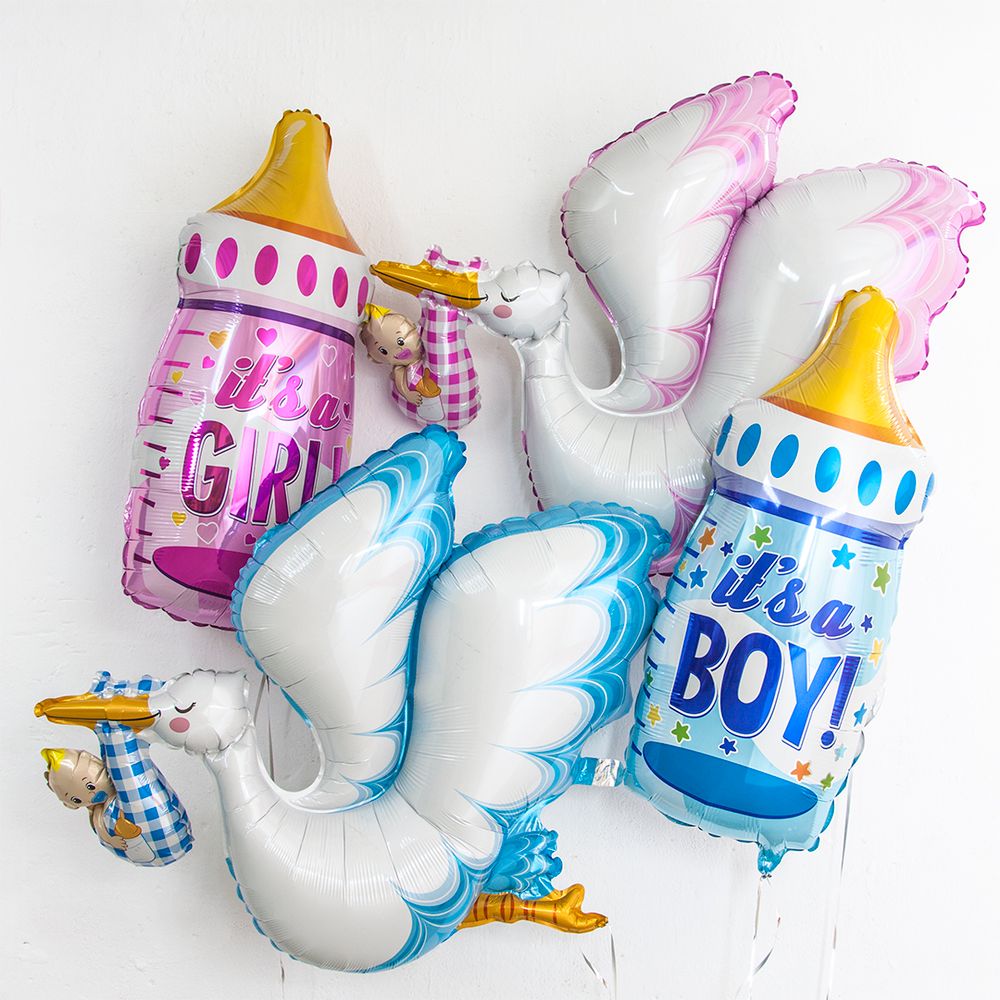 Шар (31''/79 см) Фигура, Фигура, Бутылочка для мальчика (звездочки), Голубой 1 шт.