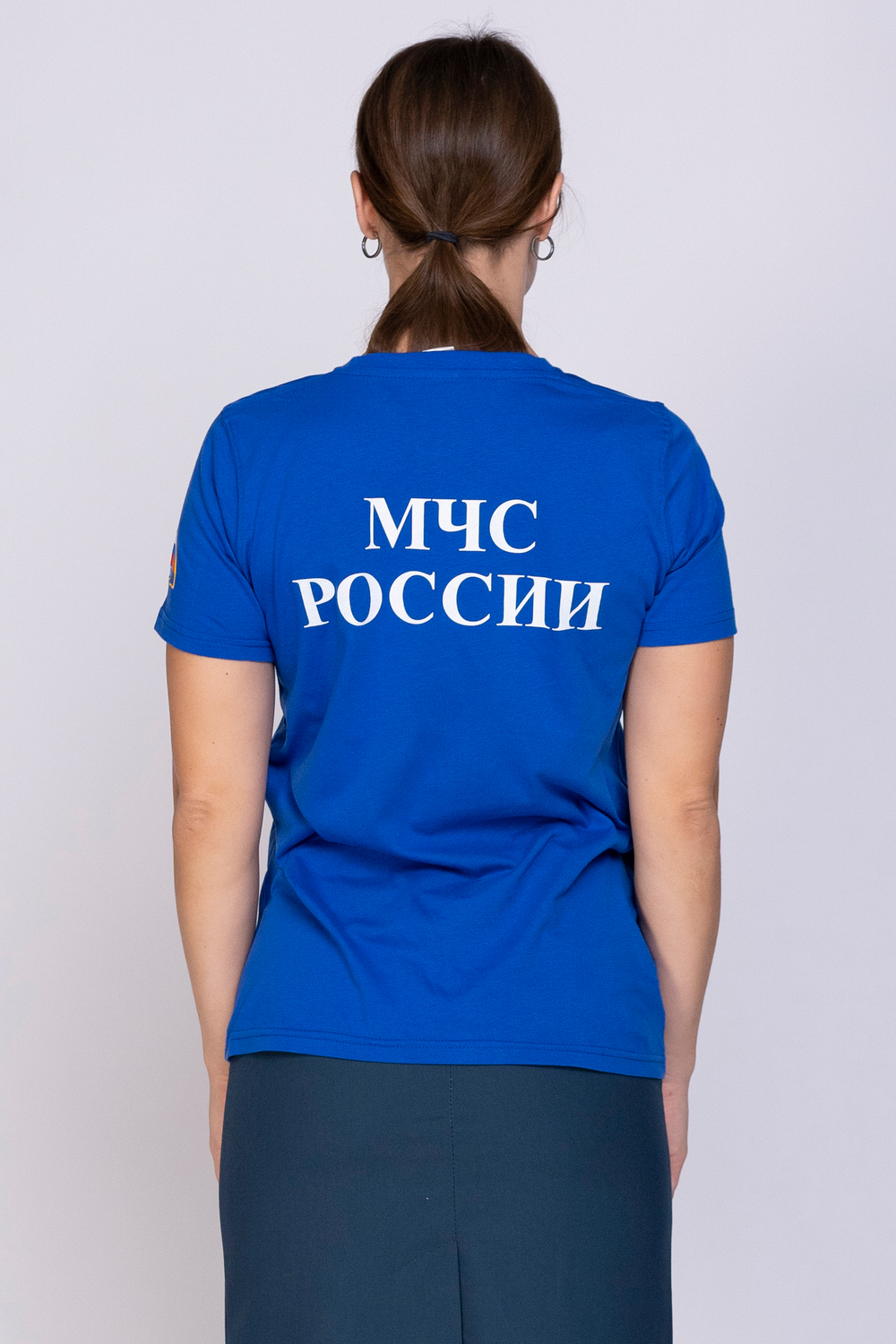 Футболка женская МЧС цв. василек (термопечать)