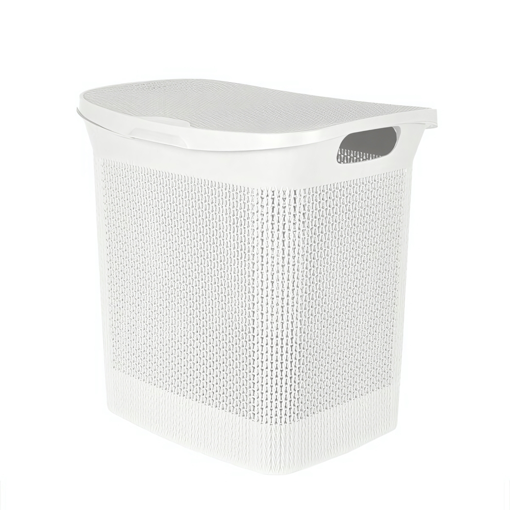 Корзина для белья Keeplex Ajur с откидной крышкой 35л 43х34х45см белое облако