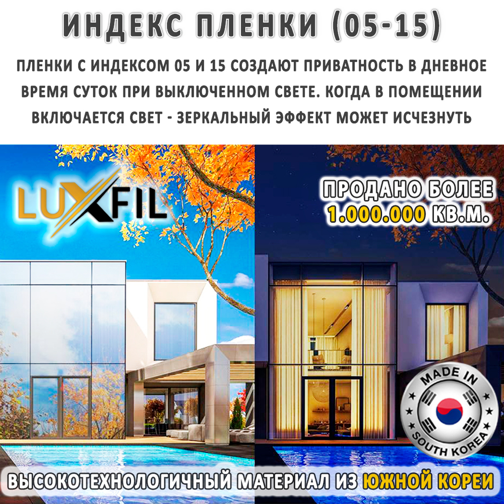 Пленка зеркальная R BLUE 15 LUXFIL (Уценка), рулон (размер 1,524x30м.)