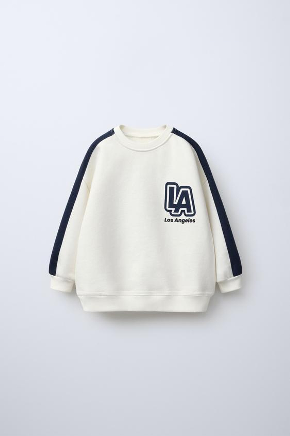 ZARA ТОЛСТОВКА С РЕЛЬЕФНОЙ НАДПИСЬЮ, ЭКРЮ/ТЕМНО-СИНИЙ