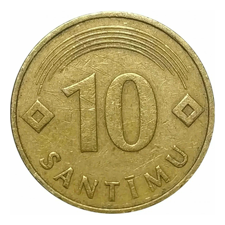  Монета 10 сантимов Латвия 1992 г
