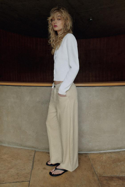 ZARA БРЮКИ BALLOON ИЗ ЛЬНА, ПЕСОЧНЫЙ