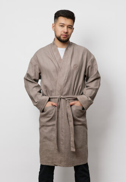 Шапан льняной длинный OYU TOLQYN BEIGE