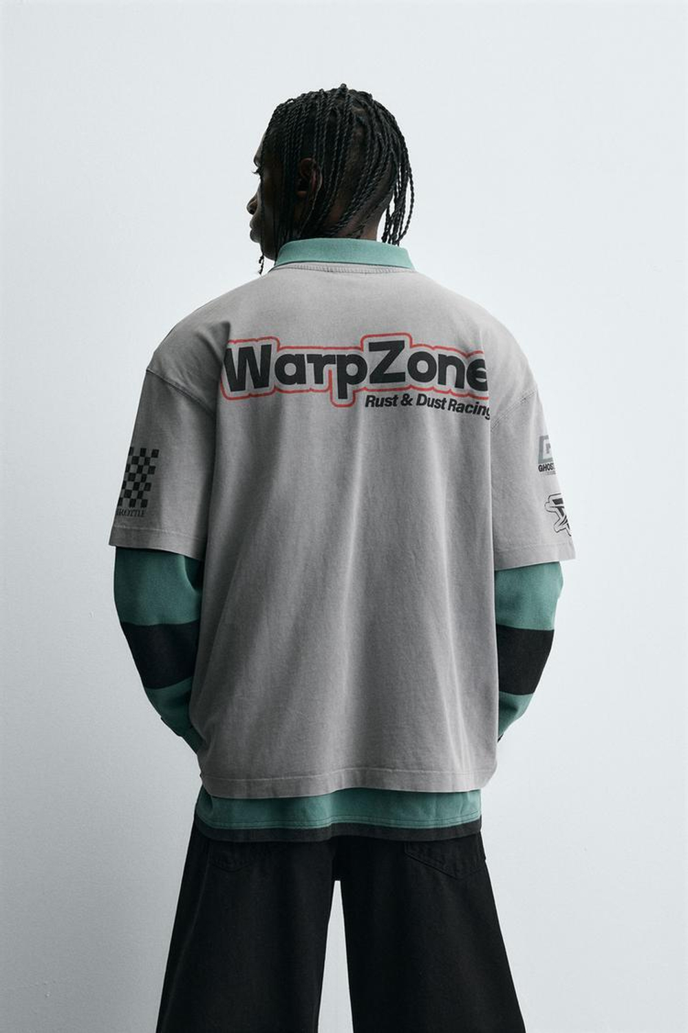 ZARA ФУТБОЛКА С ГРАФИЧЕСКИМ ПРИНТОМ MOTOR, АНТРАЦИТОВО-СЕРЫЙ