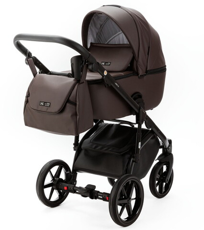 Детская коляска Adamex Nola Deluxe 3 в 1 N-SA28 (КОРИЧНЕВАЯ КОЖА)